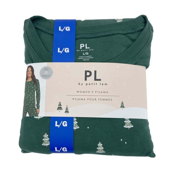 Petit Lem Women's Christmas Tree Pajama Set | 2 Piece | Forrest Green | Large - Picture 1 of 4